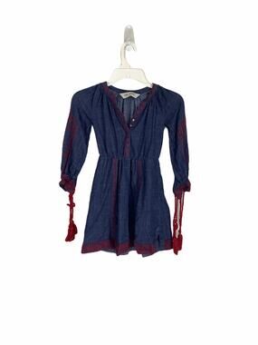 Jak & Peppar Denim Embroidered Tassel Tie Dress